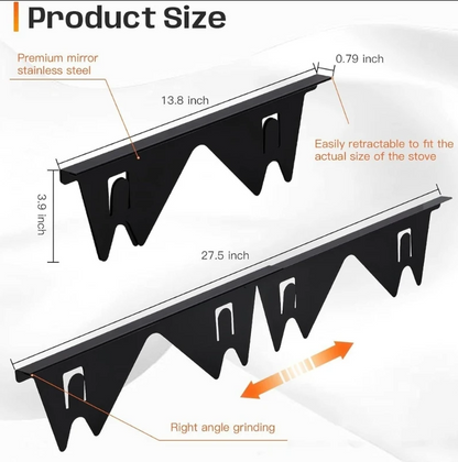 Stainless steel gap filler for stove and counter