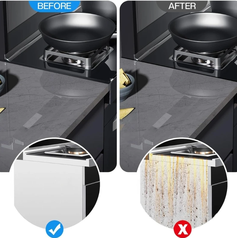 Stainless steel gap filler for stove and counter